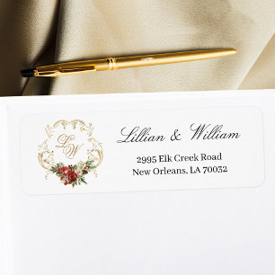 Etiqueta Navidades Escudos de oro Boda floral Monograma