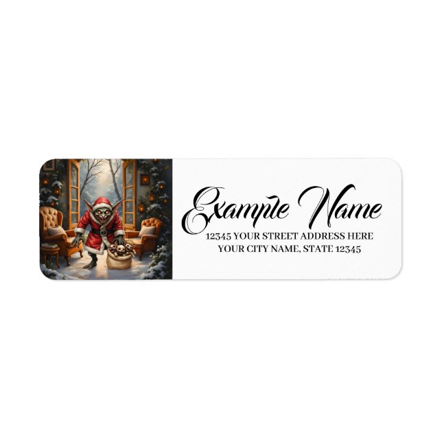 Etiqueta Navidades espeluznantes Goblin - Santa Mal de la F (Frente)