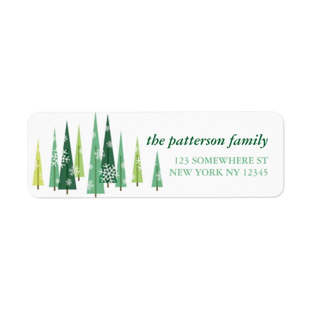 Etiqueta Navidades Evergreens Snowflake Winter Scene (Frente)