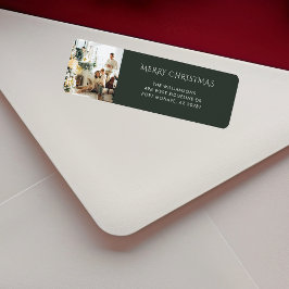 Etiqueta Navidades Familia Foto Elegante Dirección de Retor