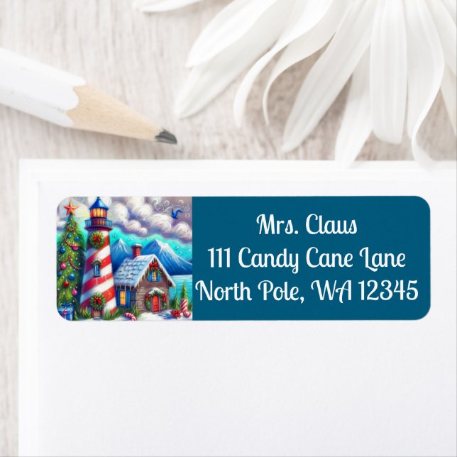 Etiqueta Navidades faro montaña costera náutica (In situ)