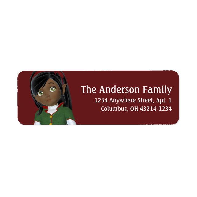 Etiqueta Navidades festejan elfo de la piel oscura - Navida (Frente)