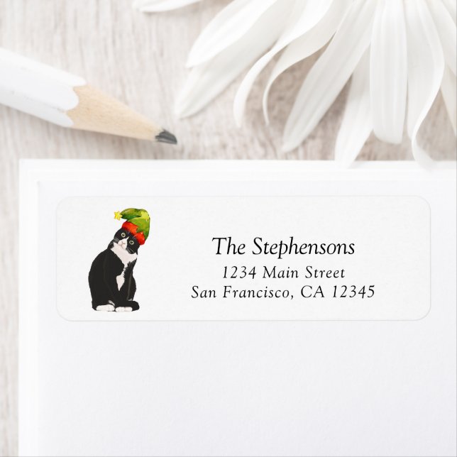 Etiqueta Navidades festivos Dirección de devolución de gato (In situ)