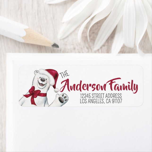 Etiqueta Navidades festivos oso polar (In situ)