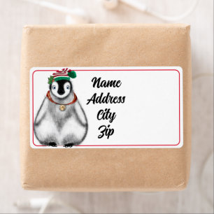 Etiqueta Navidades festivos y bonitos Penguin