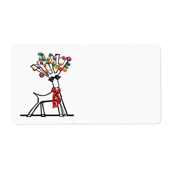 Etiqueta navidades fiesta enciende reno (Frente)