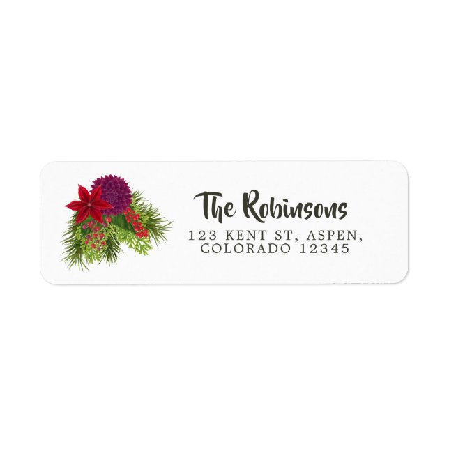 Etiqueta Navidades Florales de acuarela (Frente)