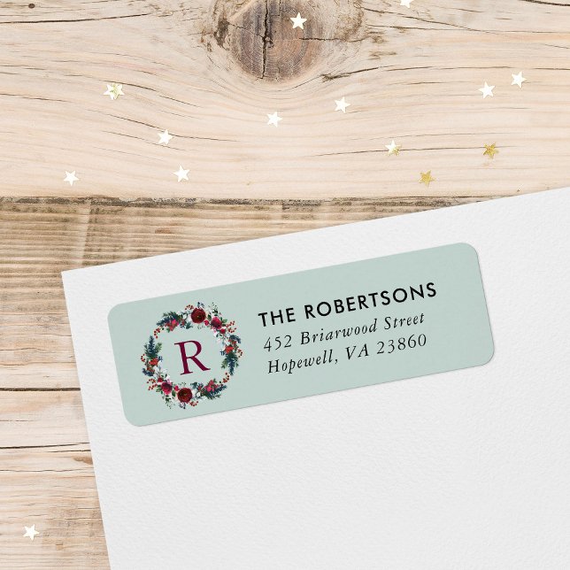 Etiqueta Navidades florales de vacaciones dirección de mono (Subido por el creador)