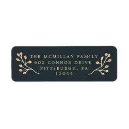 Etiqueta Navidades florales oscuros y verdes dorados en dir