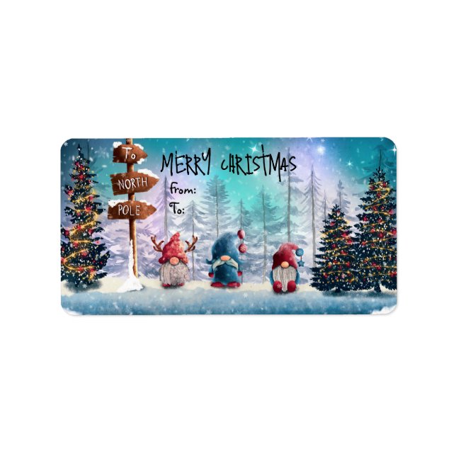 Etiqueta Navidades Funny Gnomes (Frente)