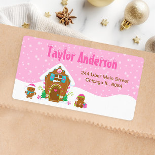 Etiqueta Navidades Gingerbread House Bright Pink