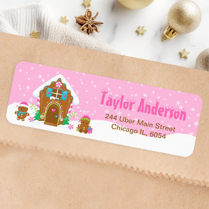 Etiqueta Navidades Gingerbread House Bright Pink