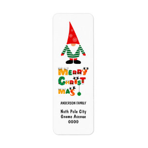 Etiqueta Navidades Gnome Whimsical Fonds Return Address