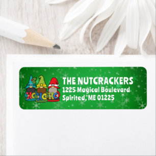 Etiqueta Navidades Gnomes Ho Ho Ho Ho Green Return Address