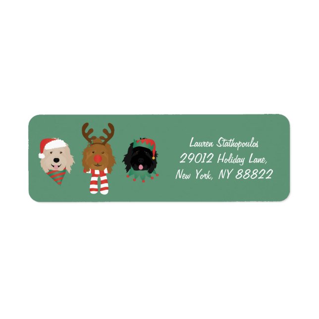 Etiqueta Navidades Goldendoodle Dogs (Frente)