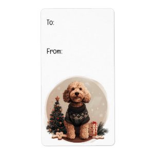 Etiqueta Navidades Goldendoodle Puppy Dogs