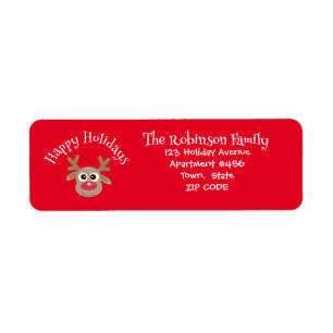 Etiqueta Navidades graciosos rojos de renos Personalizados
