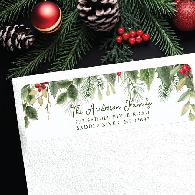 Etiqueta Navidades Greenery Holly & Pine (Subido por el creador)