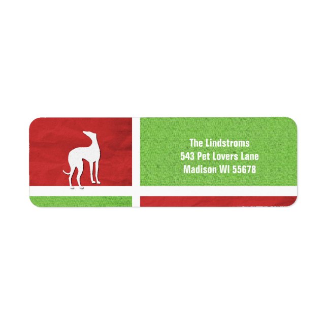 Etiqueta Navidades Greyhound Silhouette Personalizada (Frente)
