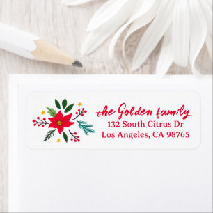 Etiqueta Navidades Holiday Botanicals Poinsettia PERSONALIZ