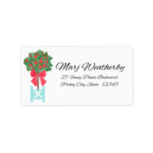 Etiqueta Navidades Holly Berry Topiary Hand Pintado