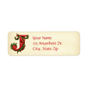 Etiqueta Navidades Holly Monogram J
