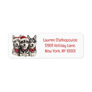 Etiqueta Navidades Husky Dogs