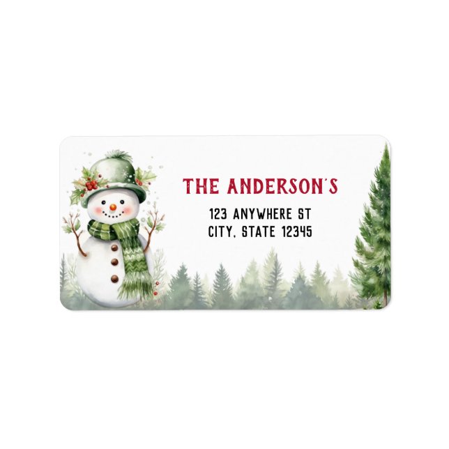 Etiqueta Navidades Invierno de Woodland Animales Snowman (Frente)