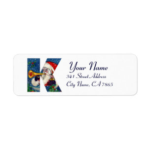 ETIQUETA NAVIDADES K LETTER / SANTA CLAUS BUGLER