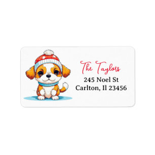Etiqueta Navidades Kawaii Personalizados Perro Cachorro