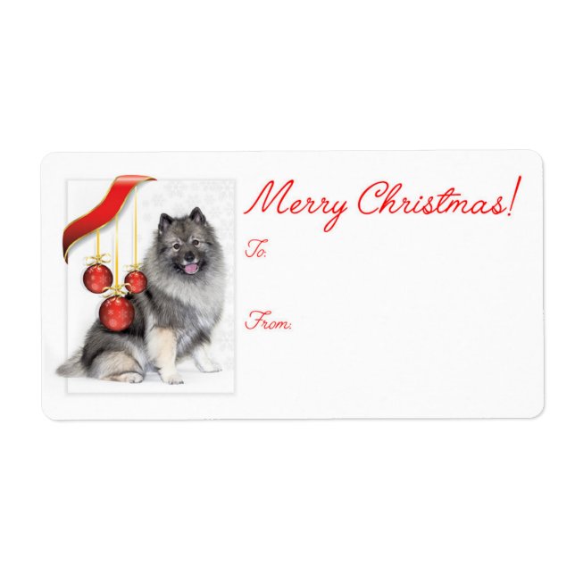 Etiqueta Navidades Keeshond Gift (Frente)