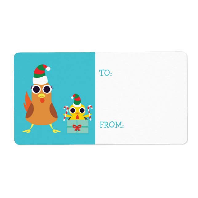 Etiqueta Navidades María y Bandit las gallinas (Frente)