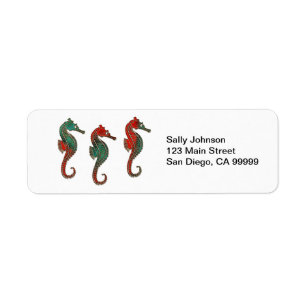 Etiqueta Navidades metálicos Seahorse Trio