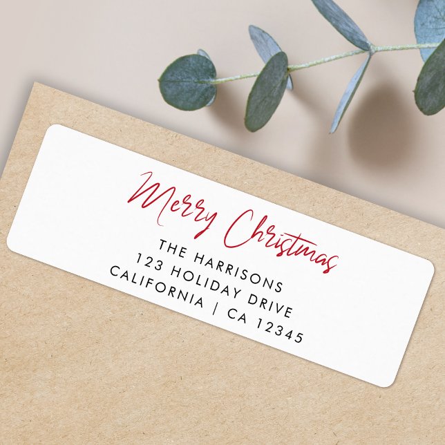 Etiqueta Navidades modernos | Dirección de devolución de gu (Simple Merry Christmas return address envelope labels by Guava for your every holiday mailing needs)