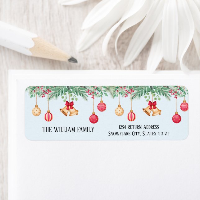 Etiqueta Navidades Modernos Holly Y Berries Rojas (In situ)