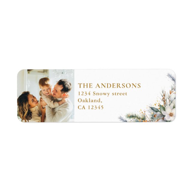 Etiqueta Navidades modernos y elegantes de fotografía famil (Frente)