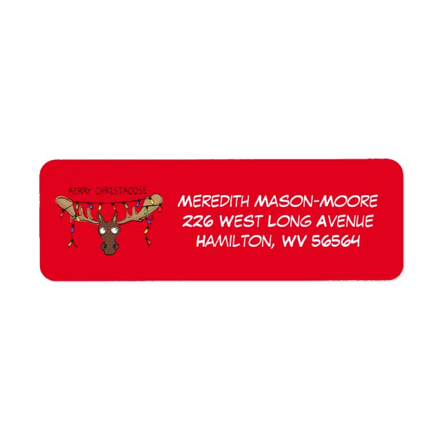 Etiqueta Navidades Moose Cute Gracioso Animal de vacaciones (Frente)