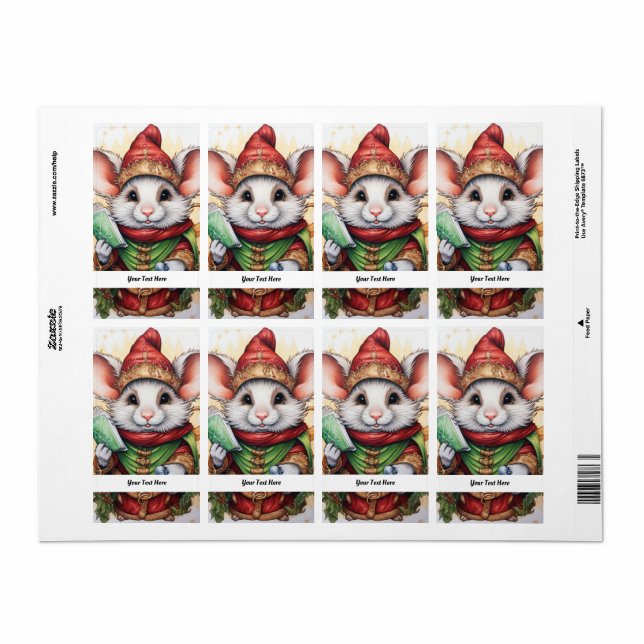 Etiqueta Navidades Mouse 47 Su Texto Aquí (Hoja Entera)
