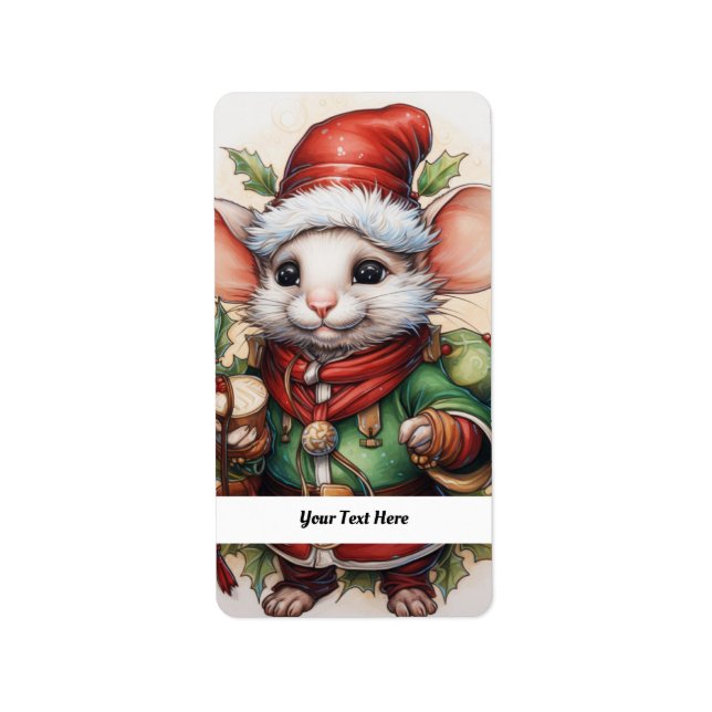 Etiqueta Navidades Mouse 50 Su Texto Aquí (Frente)
