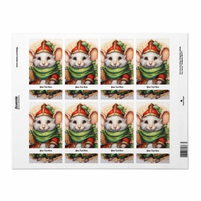 Etiqueta Navidades Mouse 5 Su Texto Aquí (Hoja Entera)
