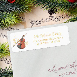Etiqueta Navidades Music Violin Elegant Return Address