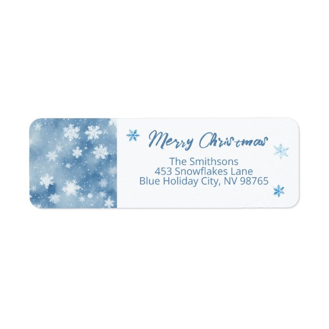 Etiqueta Navidades Nieves con cielo azul claro (Frente)