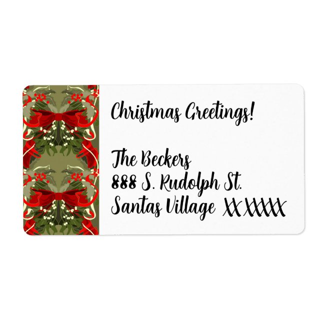 Etiqueta Navidades nostálgicos de Mistletoe y Holly (Frente)