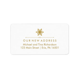 Etiqueta Navidades Nueva dirección Glam Gold Snowflake