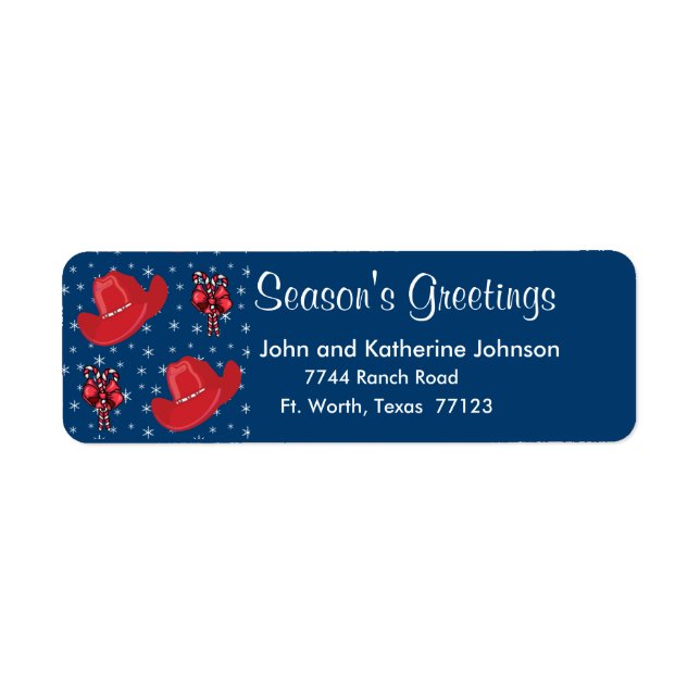 Etiqueta Navidades occidentales Gorras De Vaqueros Y Candy  (Frente)