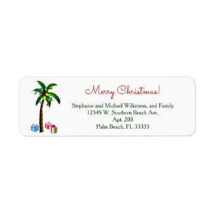 Etiqueta Navidades Palm Tree iluminan la playa Tropical Isl
