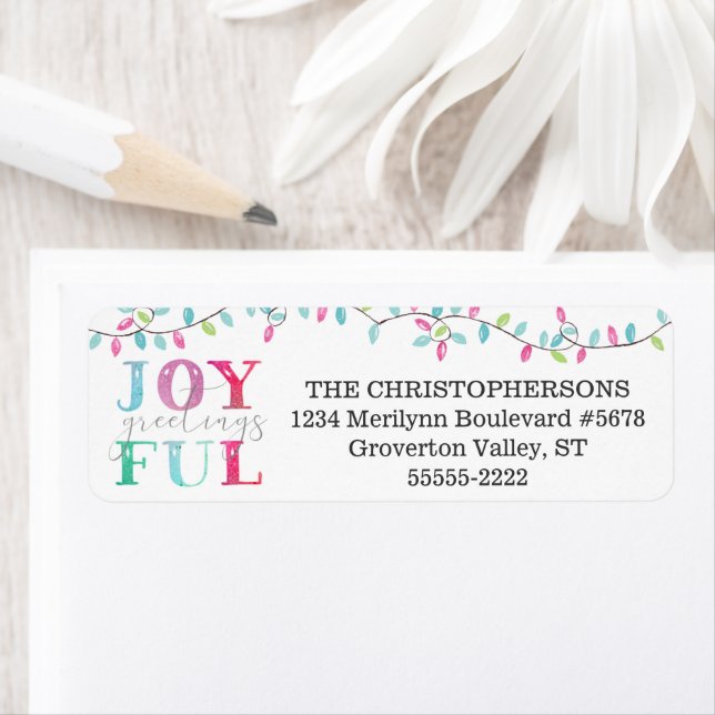 Etiqueta Navidades Pastel JOYFUL GREETINGS String Lights (In situ)