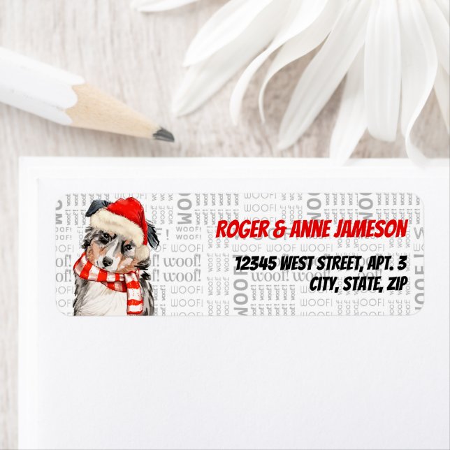 Etiqueta Navidades Pastor Australiano con Nombre (In situ)