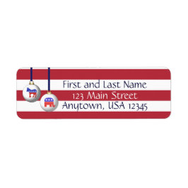 Etiqueta Navidades patrióticos bipartidistas rojos y azules