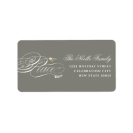 Etiqueta Navidades Peace Script Calligraphy Foliage Classic